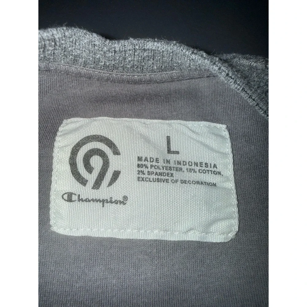 Champion Mens Size L Gray Waffle Knit Pullover Crew Sweater Warm‎ Thermal